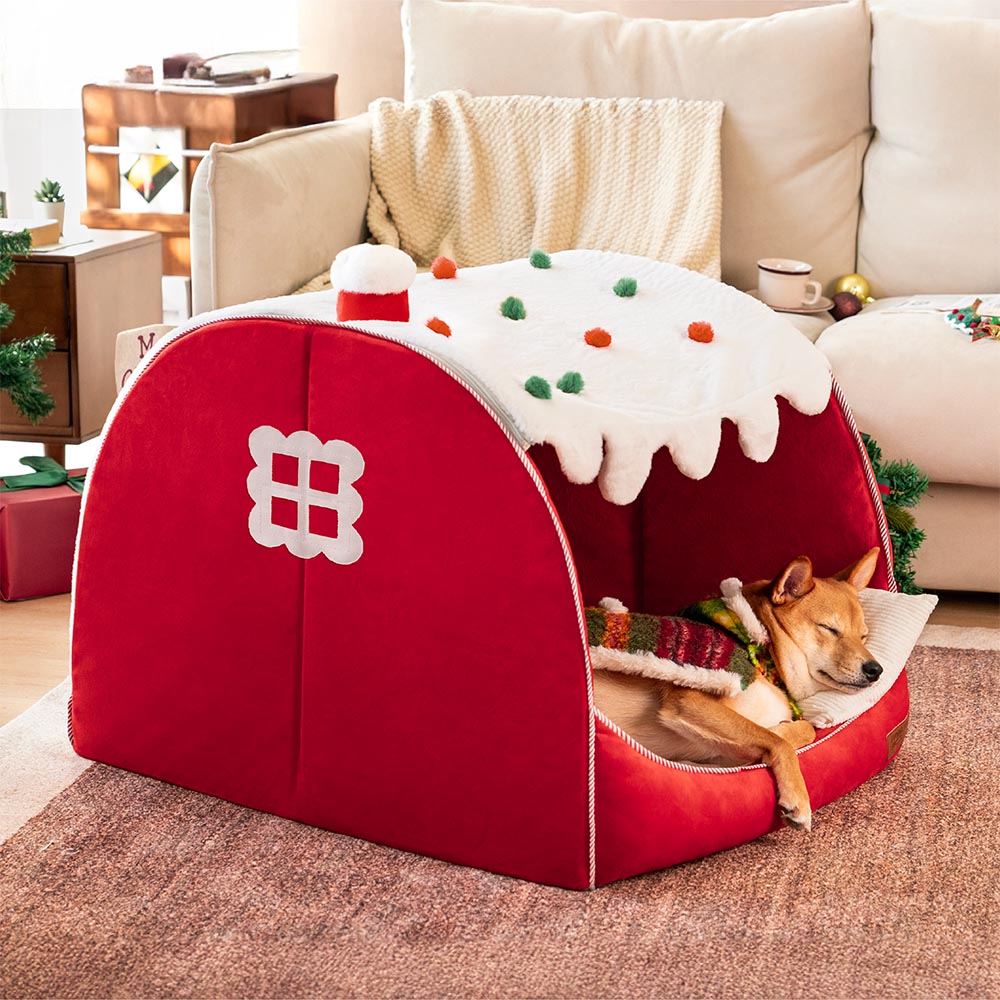 Letto per cani ortopedici di Snow House Festive - Calore natalizio