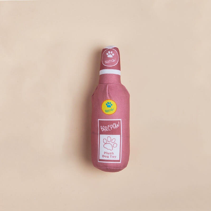 Lustiges, süßes Plüsch-Quietschspielzeug für Hunde, Bier- und Getränke-Kauspielzeug