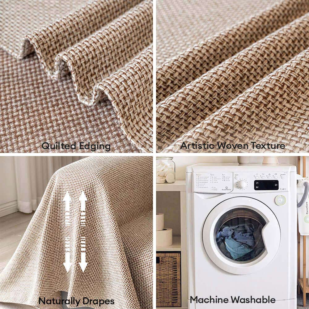 Breathable Woven Linen-Look Scratch-Resistant Throw Couch Cover