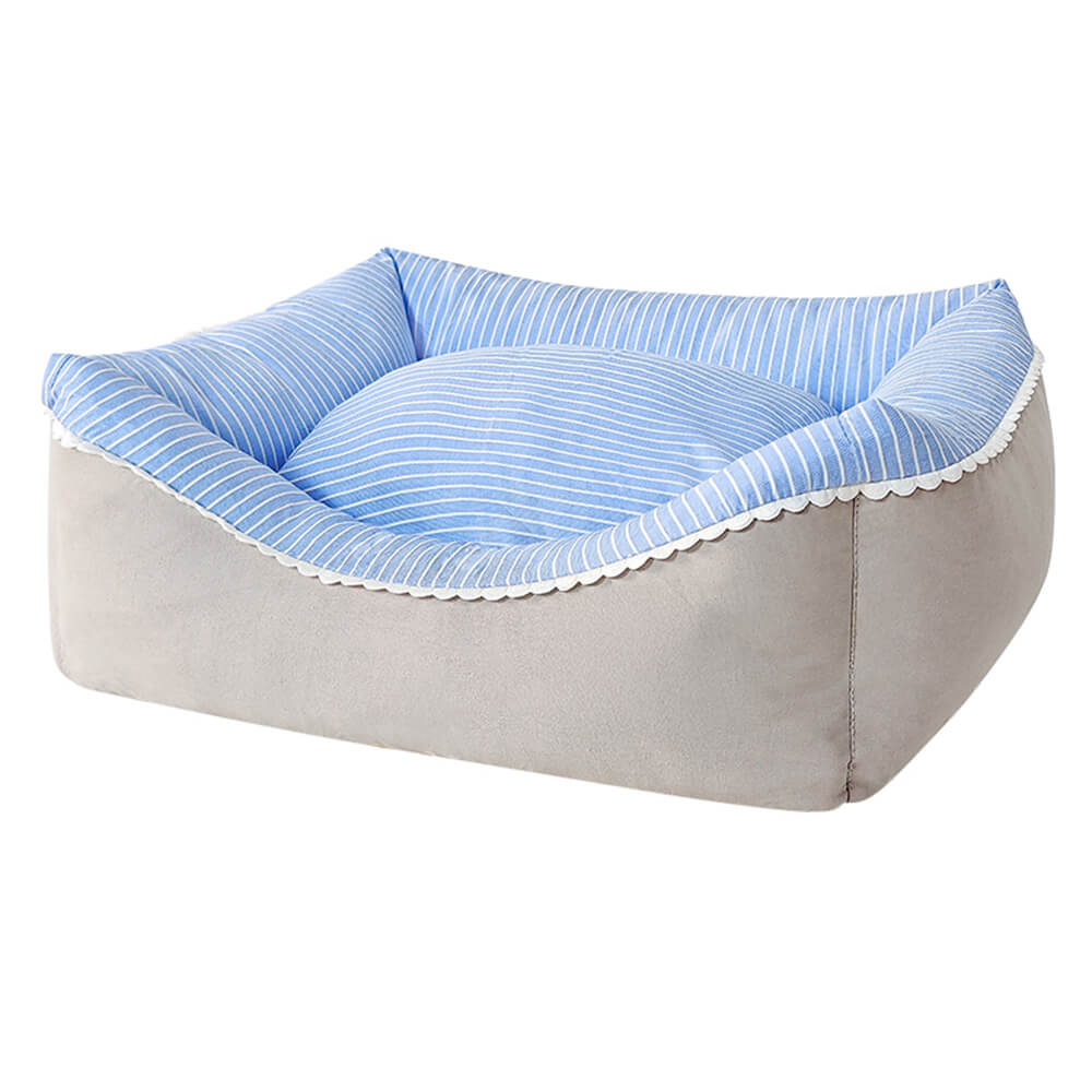 All-Season Cozy Washable Floral Cotton Dog & Cat Bed