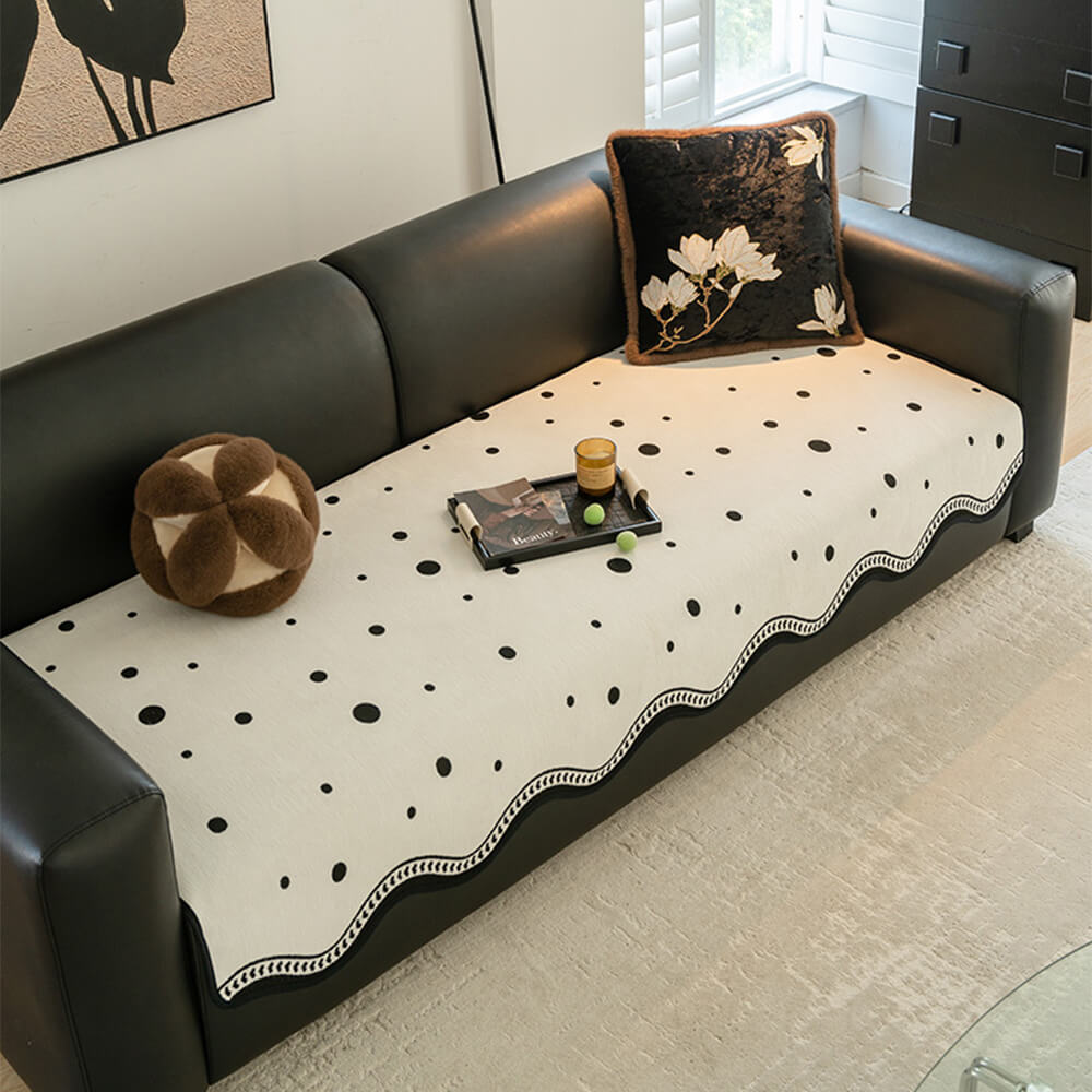 Chenile Fabric Sofa Protector Wavy Edge Non-Slip Couch Cover