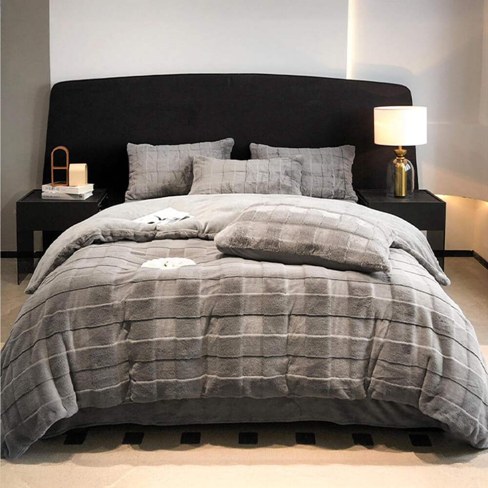 Elegante tela da letto a doppia faccia in velluto in pelliccia di coniglio in finto coniglio