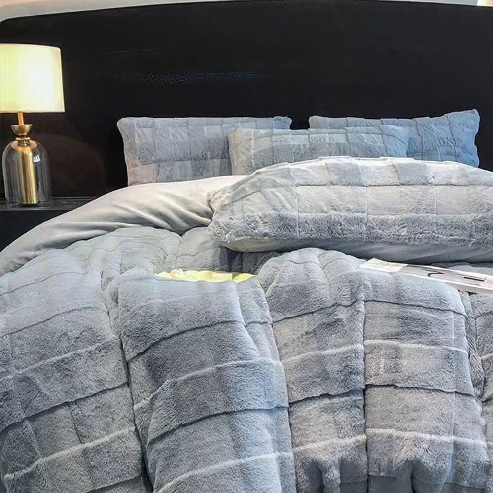 Elegante tela da letto a doppia faccia in velluto in pelliccia di coniglio in finto coniglio