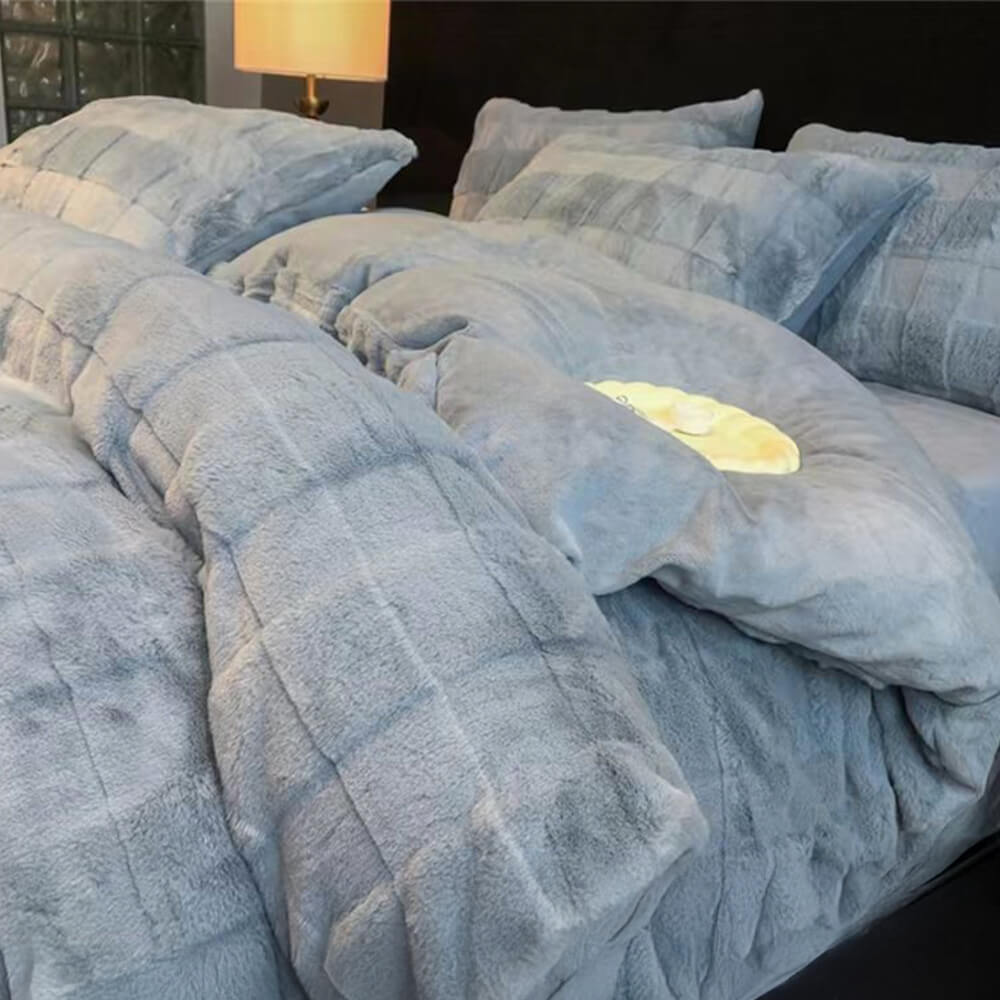 Elegante tela da letto a doppia faccia in velluto in pelliccia di coniglio in finto coniglio