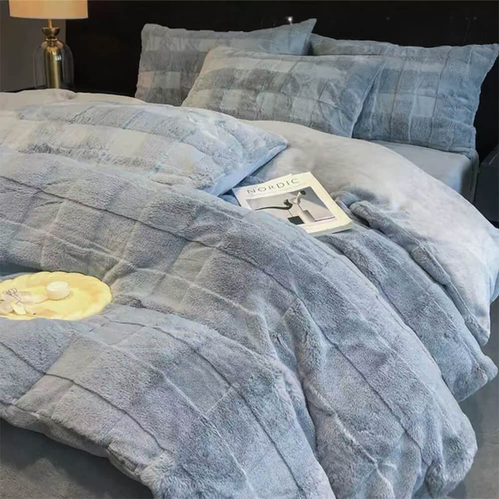 Elegante tela da letto a doppia faccia in velluto in pelliccia di coniglio in finto coniglio