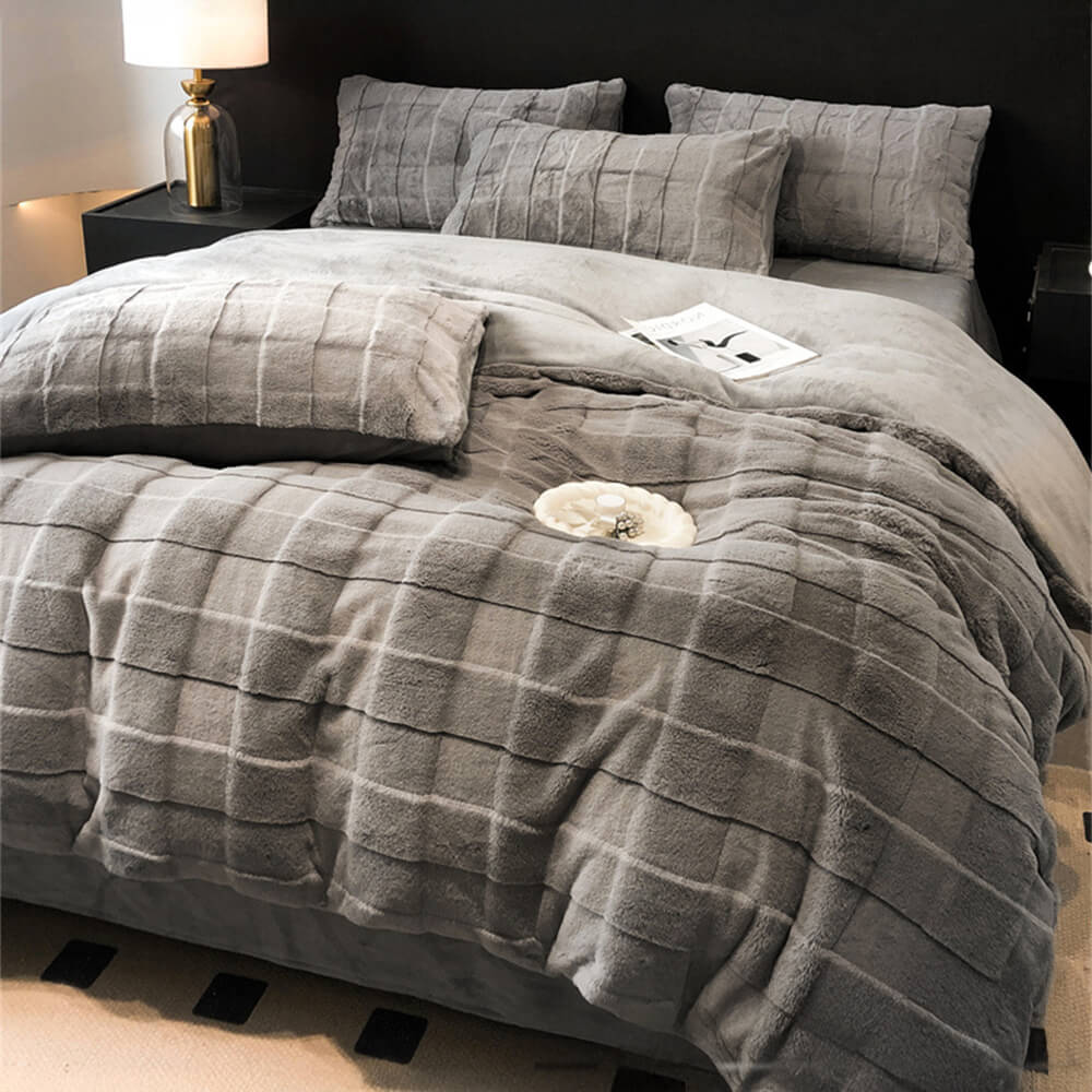 Elegante tela da letto a doppia faccia in velluto in pelliccia di coniglio in finto coniglio