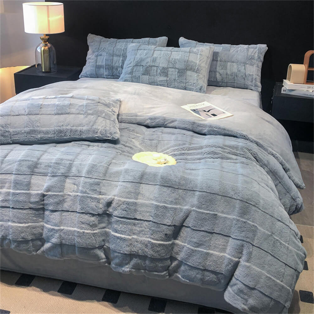 Elegante tela da letto a doppia faccia in velluto in pelliccia di coniglio in finto coniglio