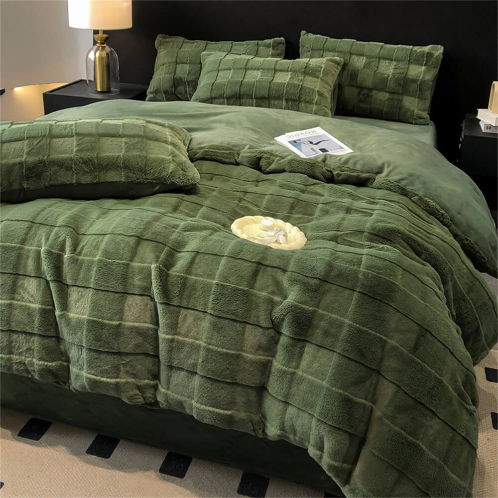 Elegante tela da letto a doppia faccia in velluto in pelliccia di coniglio in finto coniglio