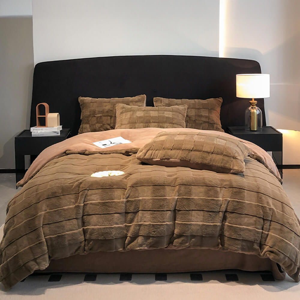 Elegante tela da letto a doppia faccia in velluto in pelliccia di coniglio in finto coniglio