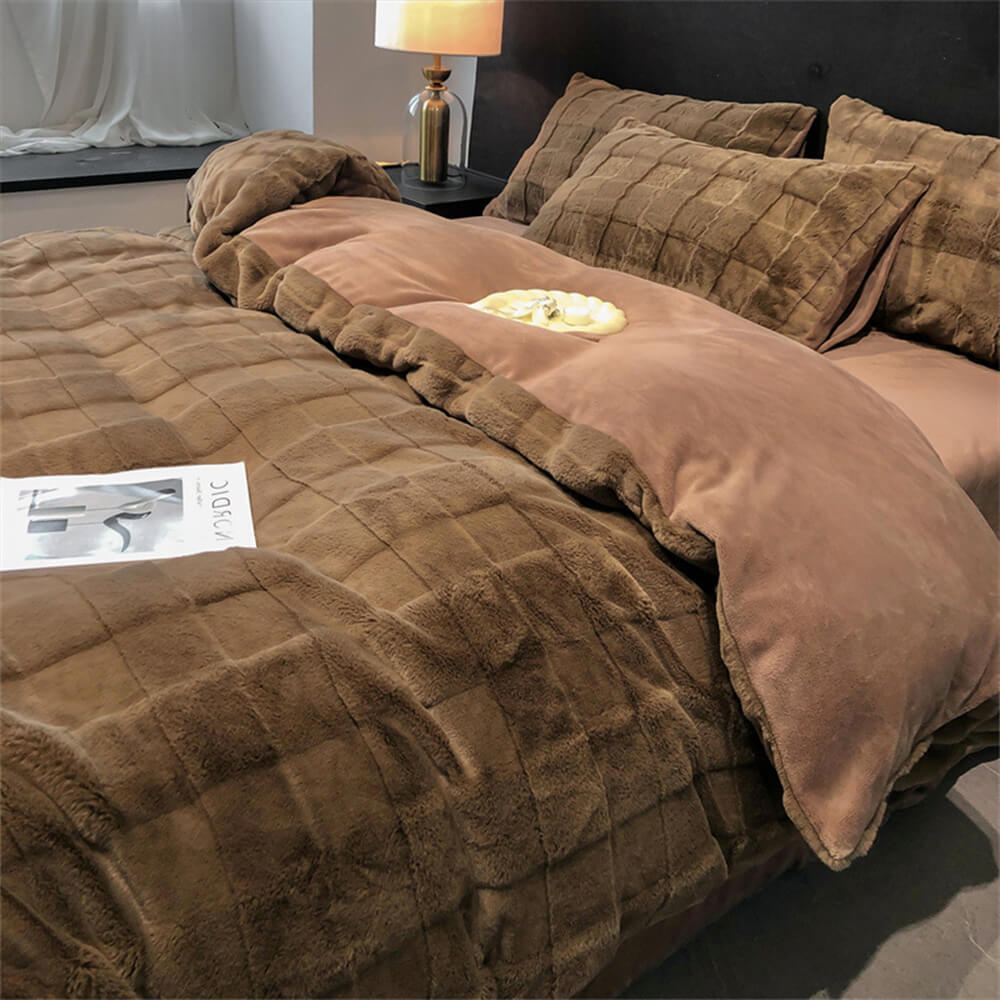 Elegante tela da letto a doppia faccia in velluto in pelliccia di coniglio in finto coniglio