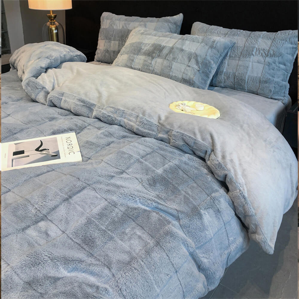 Elegante tela da letto a doppia faccia in velluto in pelliccia di coniglio in finto coniglio