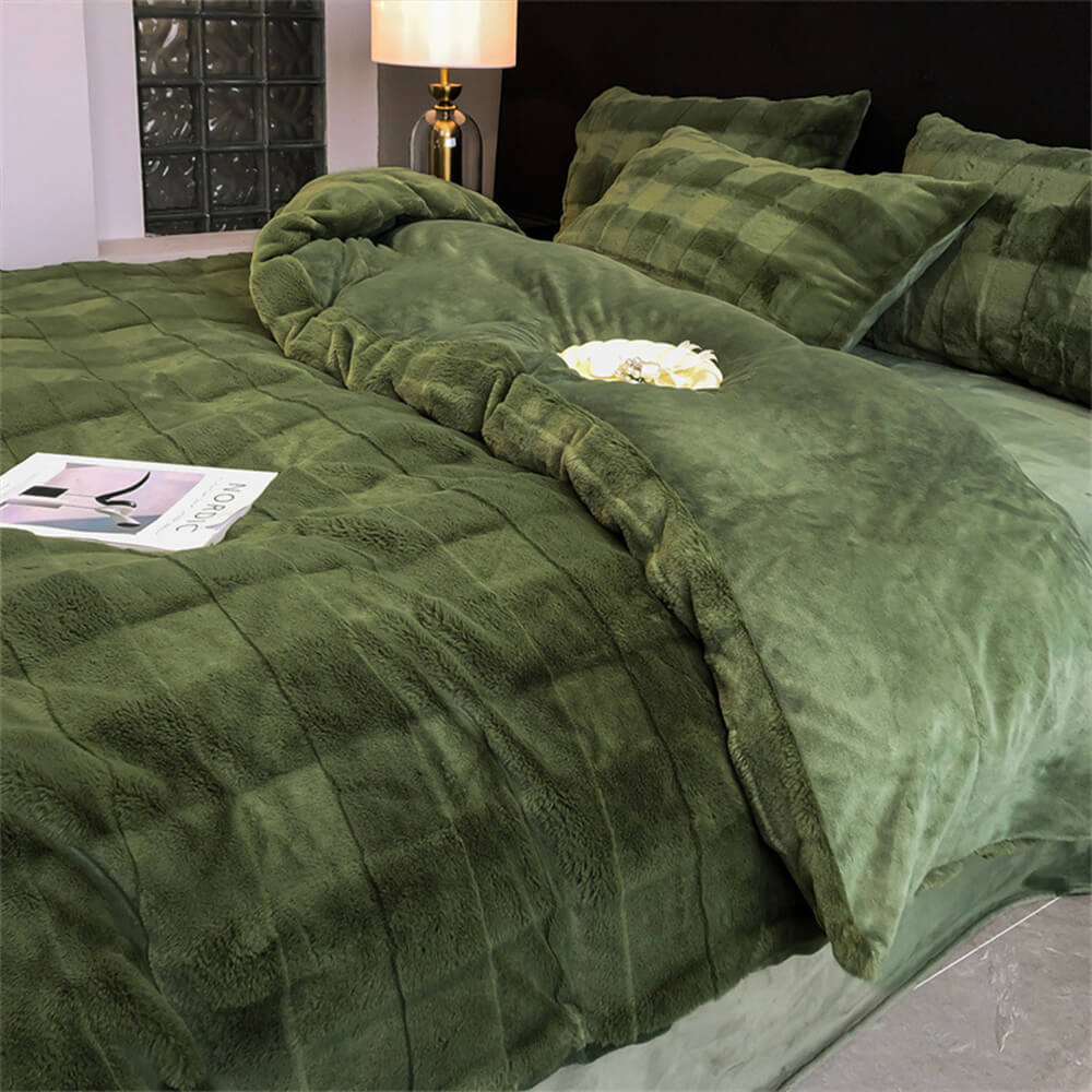 Elegante tela da letto a doppia faccia in velluto in pelliccia di coniglio in finto coniglio