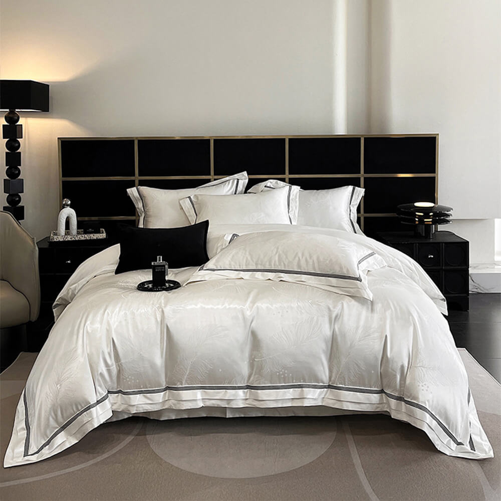 Set di letti a letto di cotone lucido jacquard di ispirazione europea