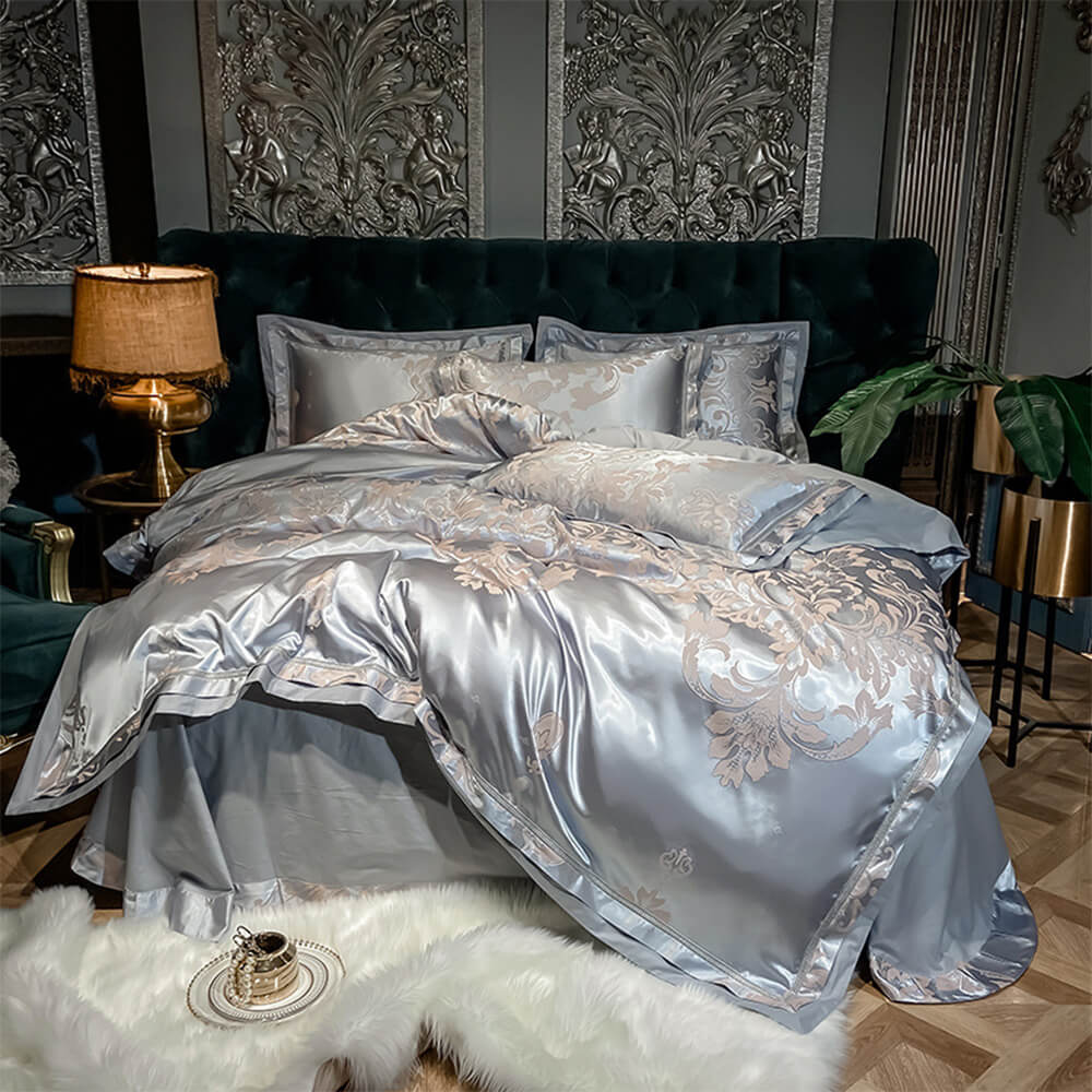 Set di letti a letto di cotone lucido jacquard di ispirazione europea