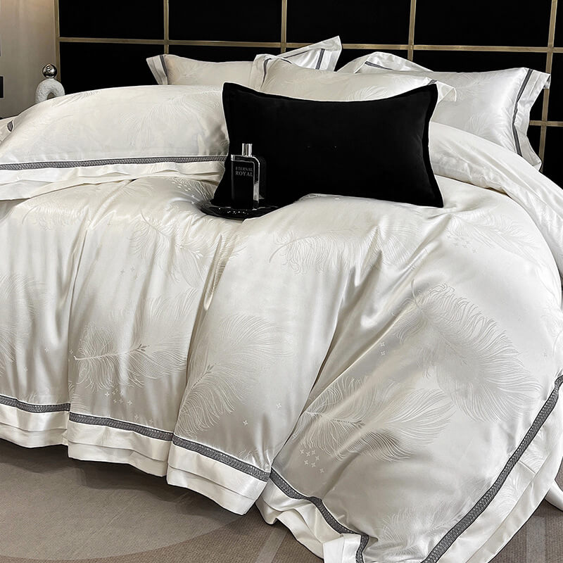 Set di letti a letto di cotone lucido jacquard di ispirazione europea