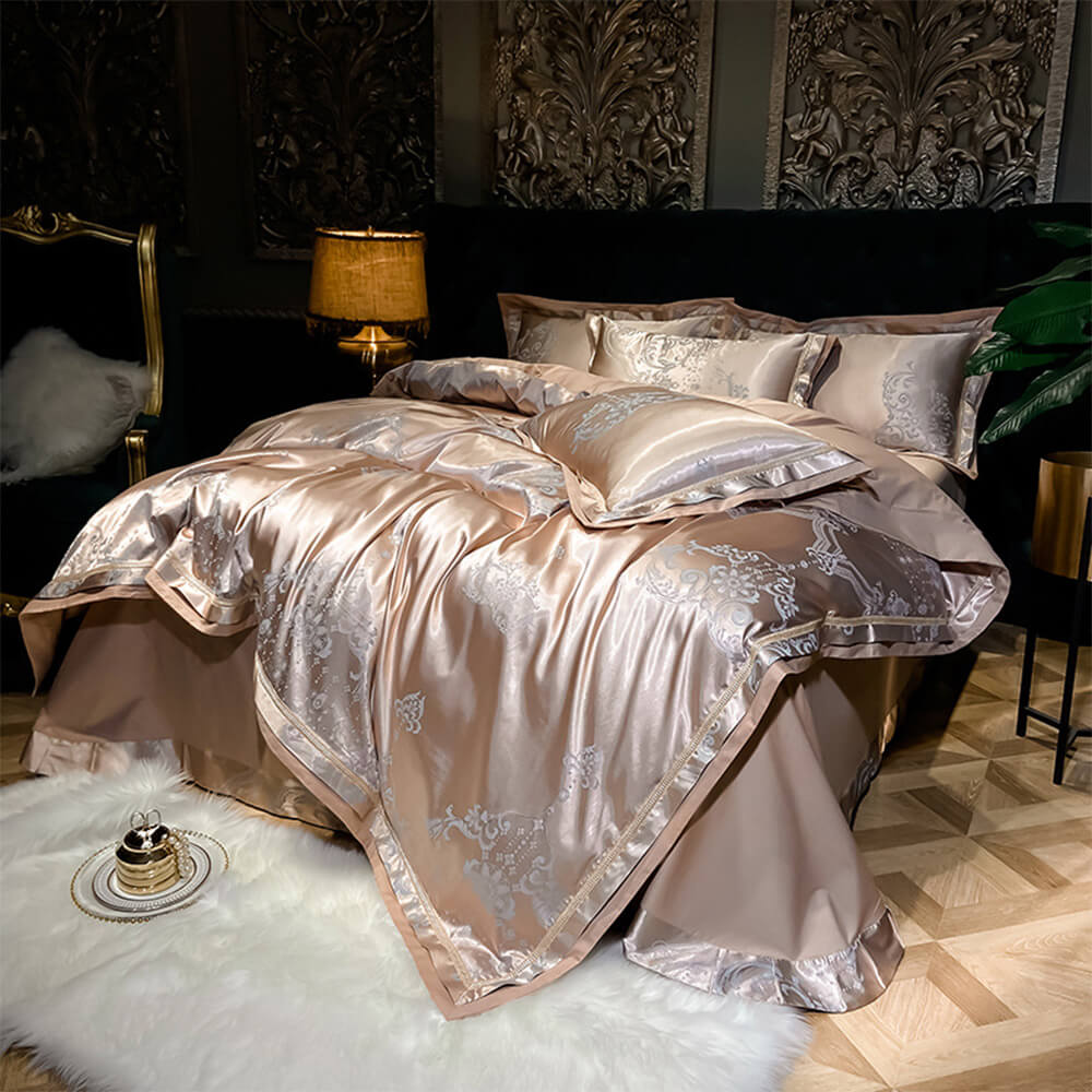 Set di letti a letto di cotone lucido jacquard di ispirazione europea