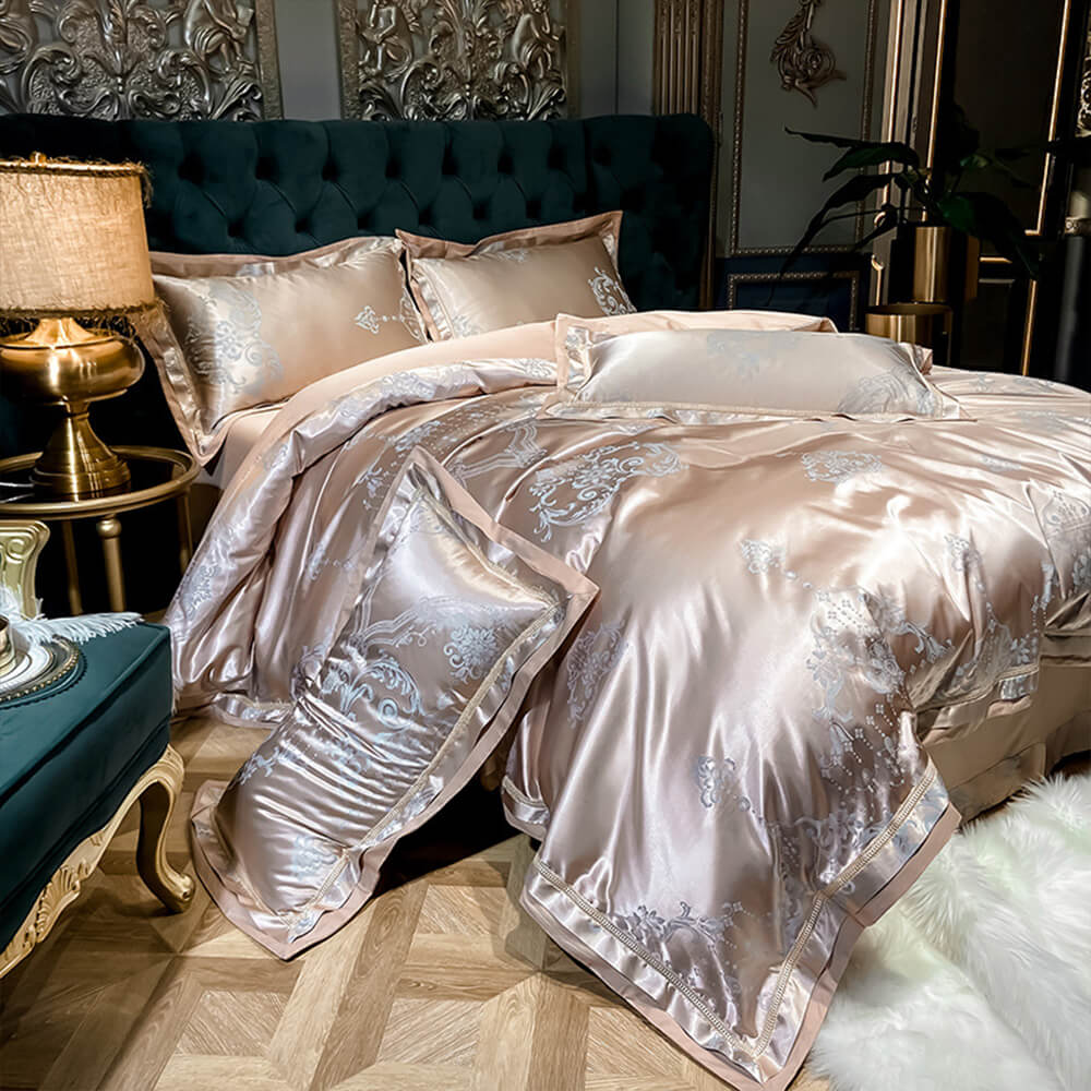 Set di letti a letto di cotone lucido jacquard di ispirazione europea