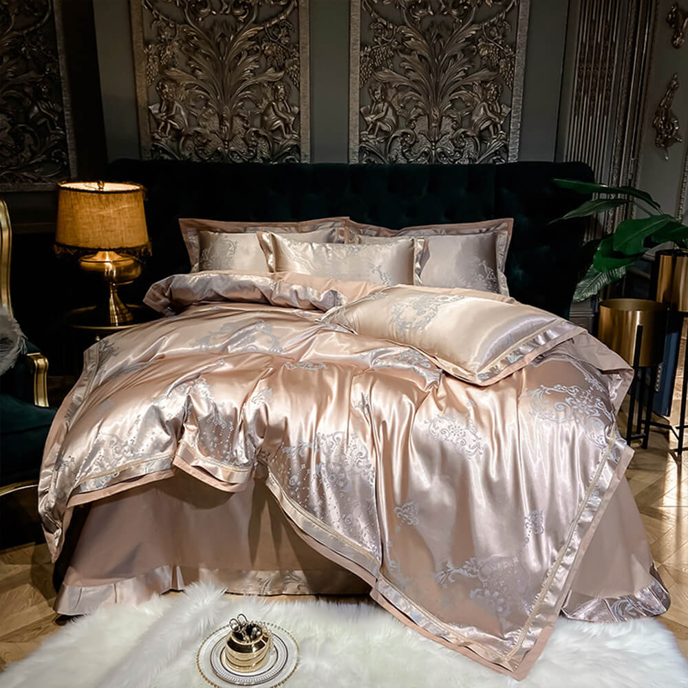 Set di letti a letto di cotone lucido jacquard di ispirazione europea