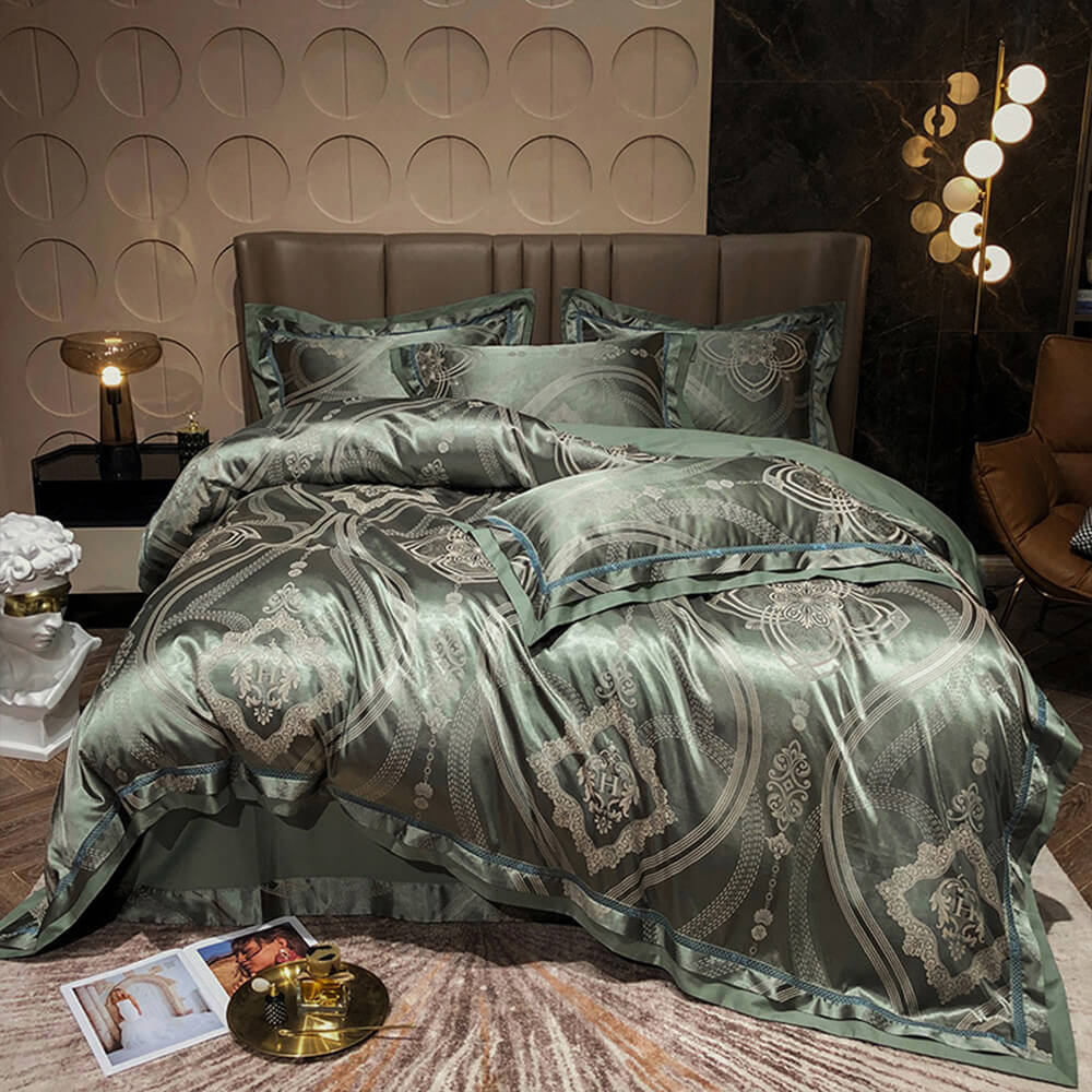 Set di letti a letto di cotone lucido jacquard di ispirazione europea
