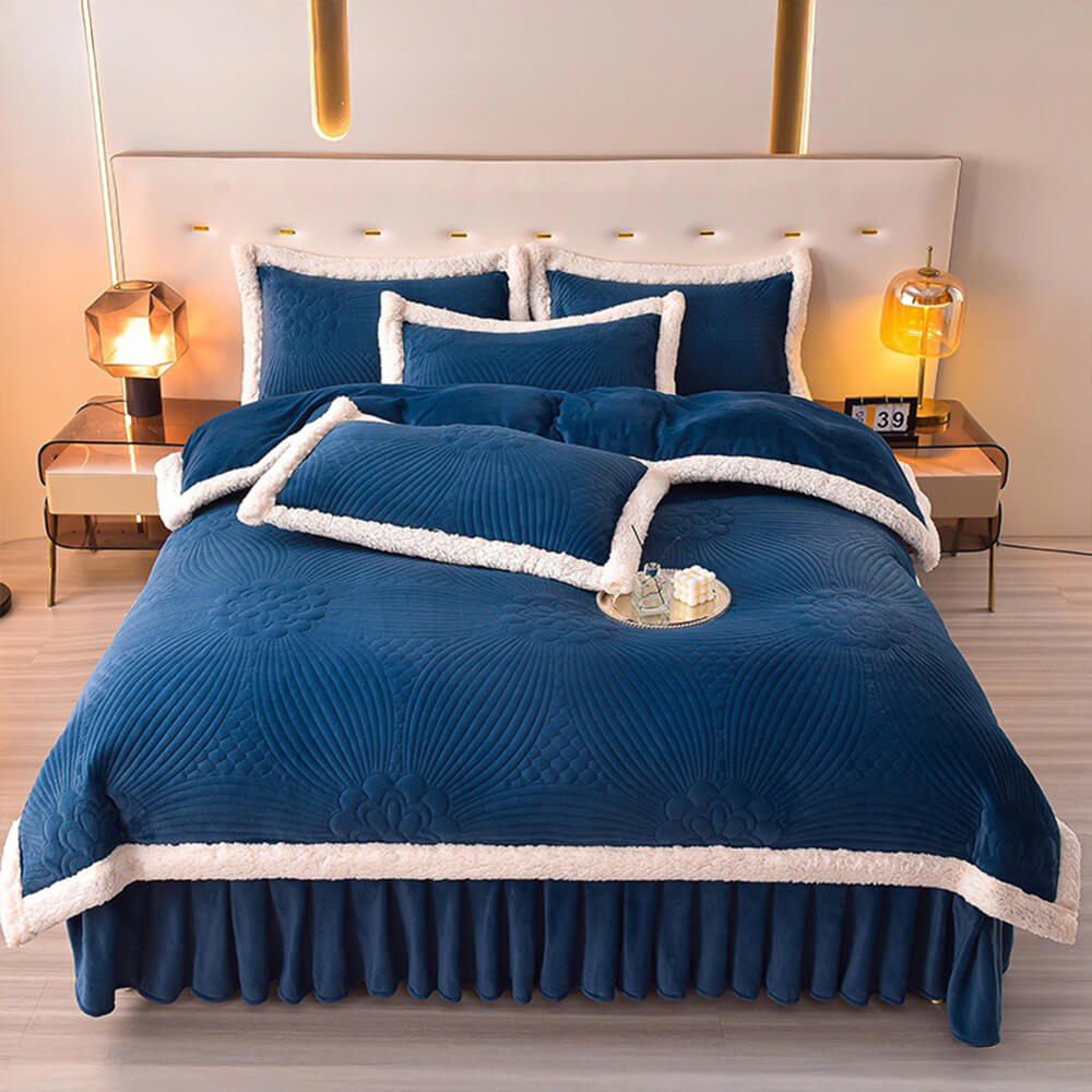 Set di gonne da letto per pile di latte addensato trapuntato floreale