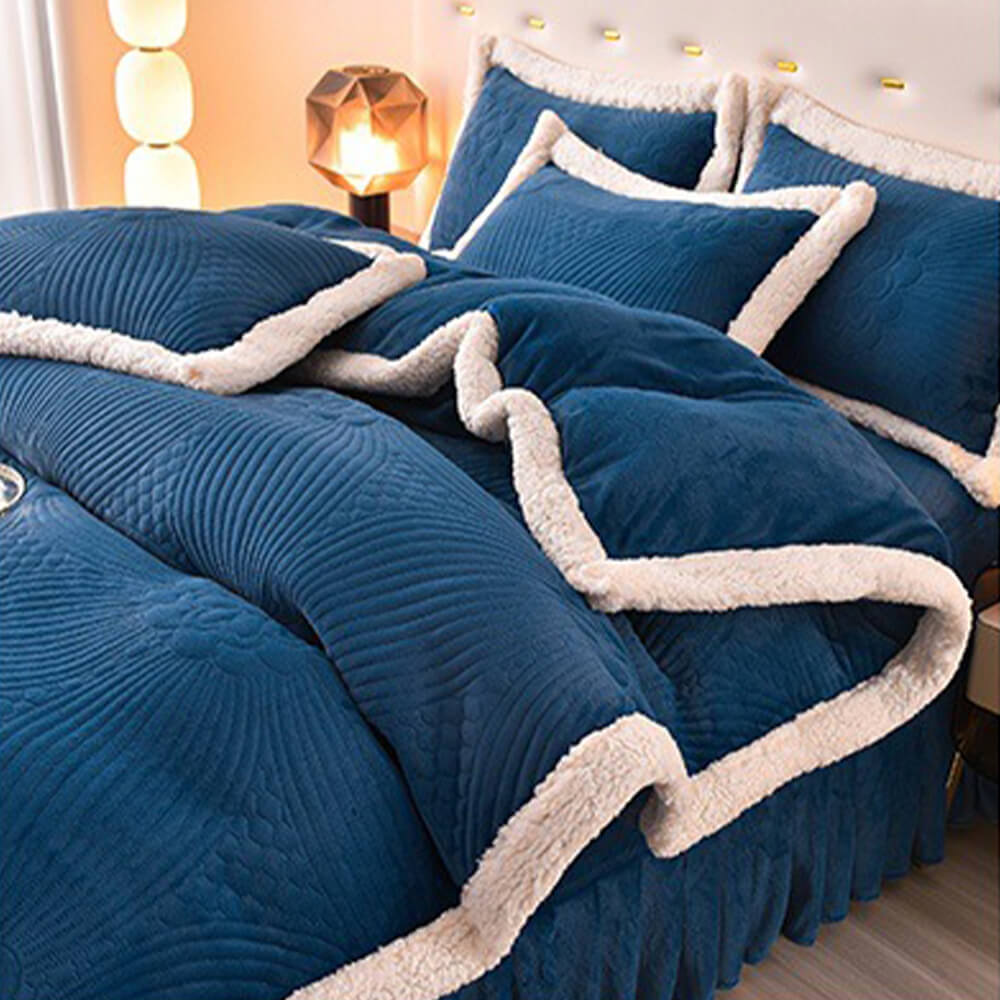 Set di gonne da letto per pile di latte addensato trapuntato floreale