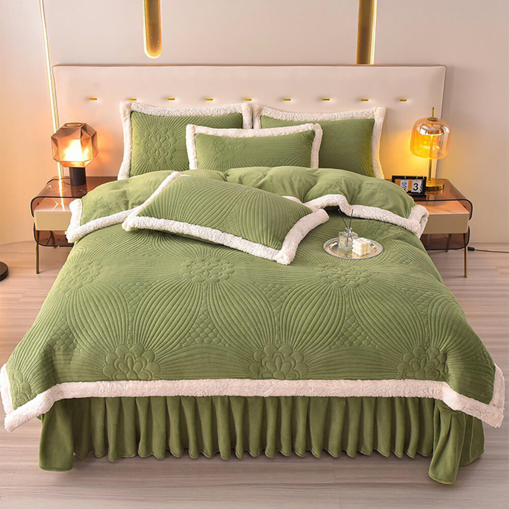 Set di gonne da letto per pile di latte addensato trapuntato floreale