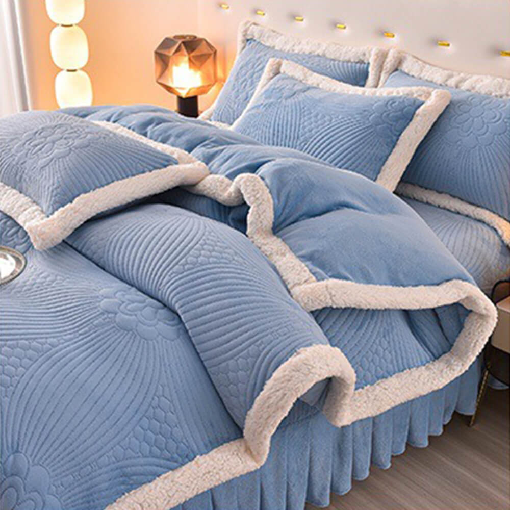 Set di gonne da letto per pile di latte addensato trapuntato floreale