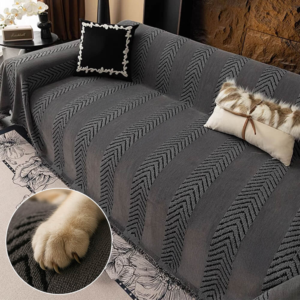 Herringbone Chenille Durable Lanzar una cubierta del sofá con costuras de patrón sin costuras
