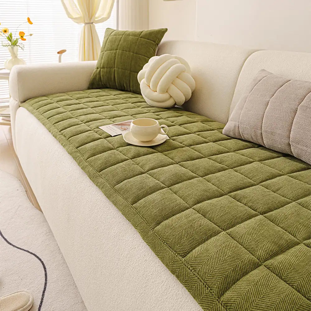 Herringbone chenille elegante decoración de sofá transpirable cubierta de sofá sin deslizamiento