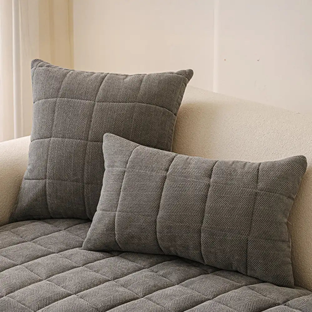 Herringbone chenille elegante decoración de sofá transpirable cubierta de sofá sin deslizamiento