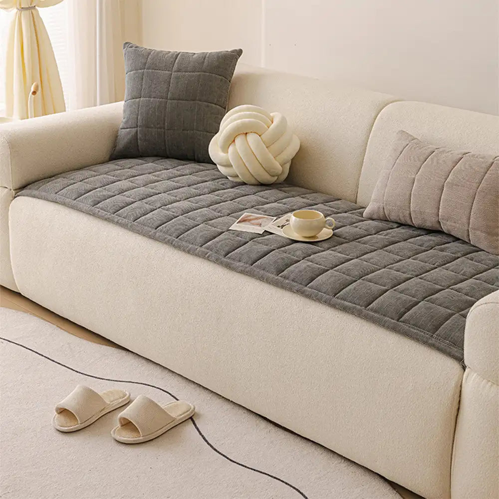 Herringbone chenille elegante decoración de sofá transpirable cubierta de sofá sin deslizamiento