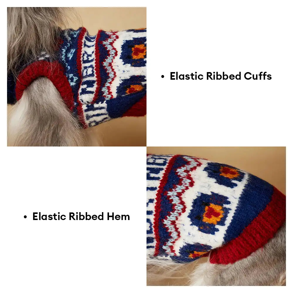 Jacquard Thick-Knit Sleeveless Dog Sweater – Designed for Dachshunds, French Bulldogs & Pugs