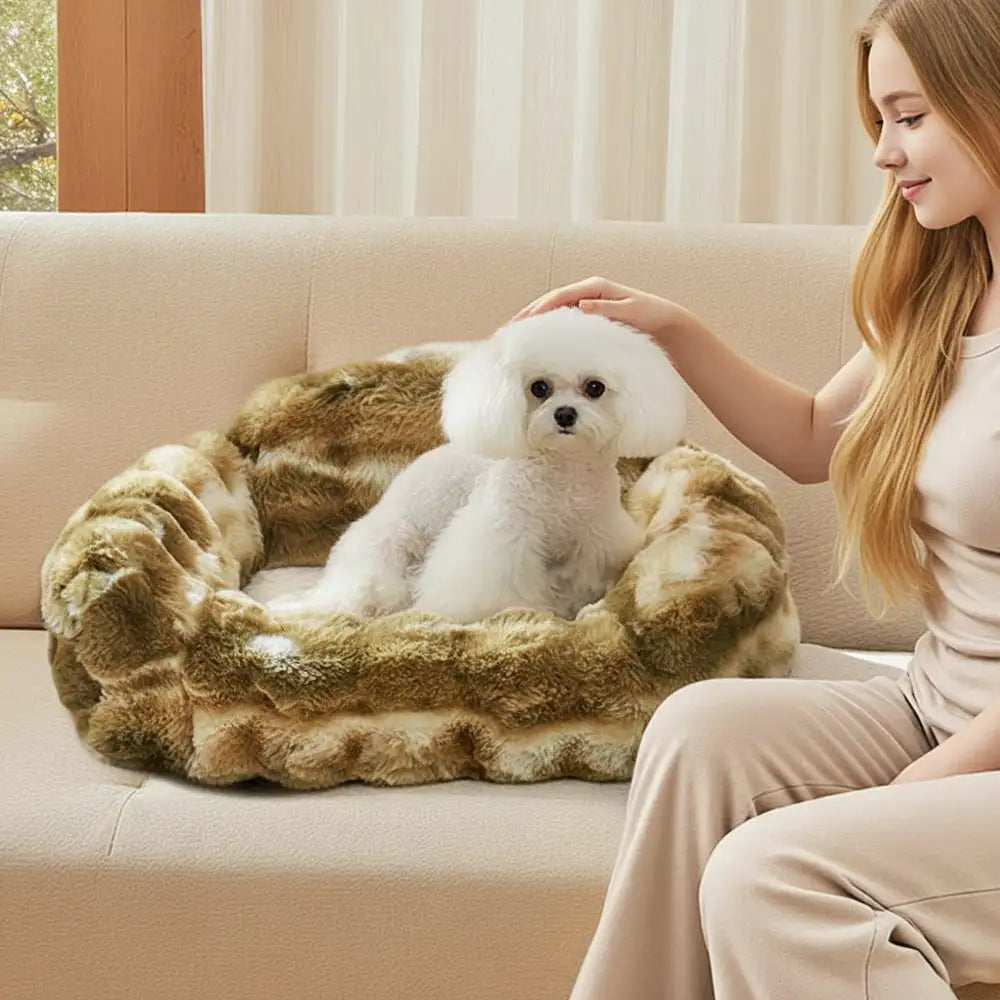 Jungle Secret Tie-Dye Plush Cozy Dog And Cat Sofa Bed
