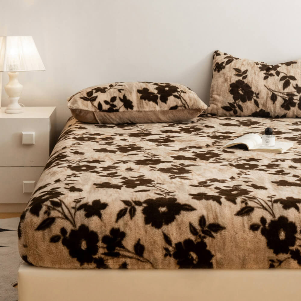 Estampado de leopardo Faux Faux Rabbit Fur Cubierta de colchón de hojas calientes