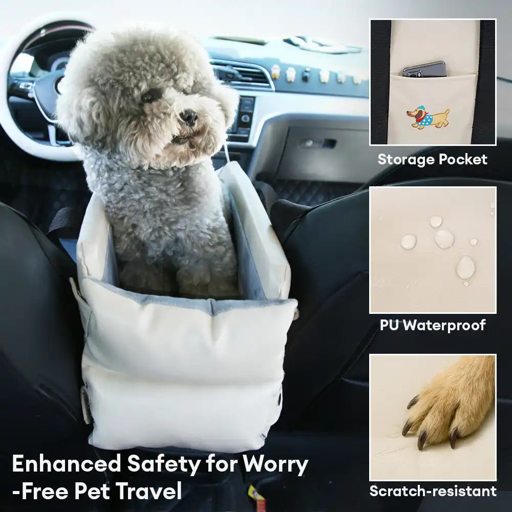 Asiento de auto para mascotas de la consola de mascotas de cuero de forma portátil Faux