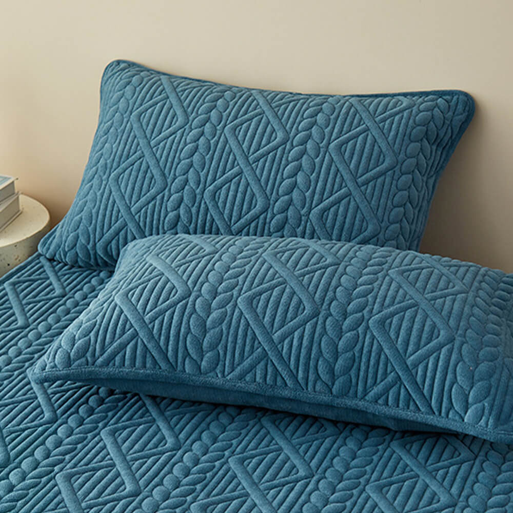 Cubierta de lámina de terciopelo acolchado de relleno geométrico inspirado en trigo