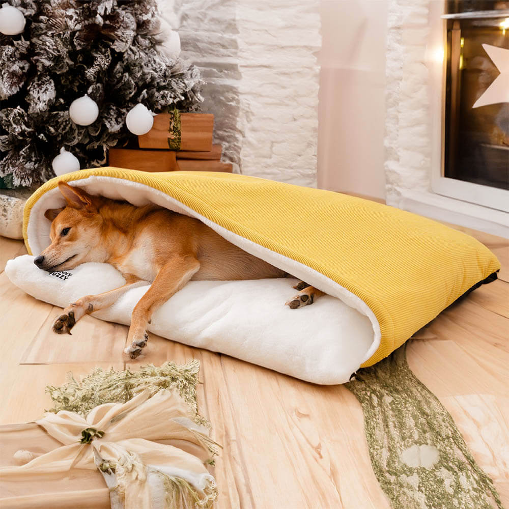 Cama de perros con saco de dormir de cachorros difuso extremadamente suave