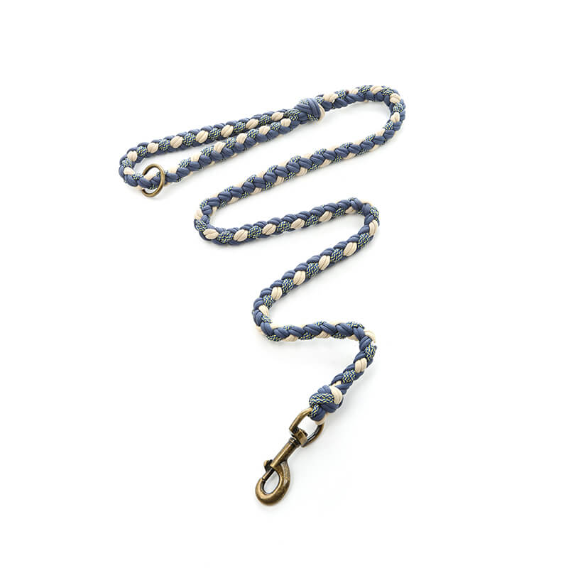Ensemble collier et laisse pour chien anti-traction multifonctionnel en cuir tissé à la main
