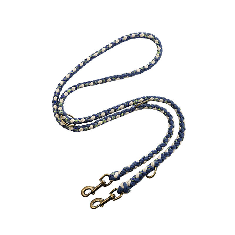 Ensemble collier et laisse pour chien anti-traction multifonctionnel en cuir tissé à la main