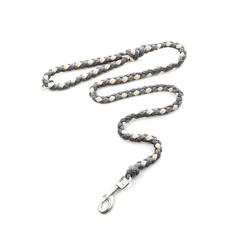 Ensemble collier et laisse pour chien anti-traction multifonctionnel en cuir tissé à la main