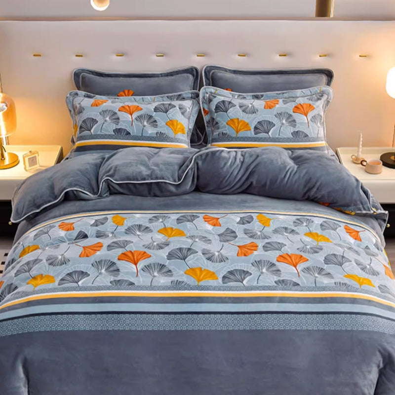 Velvet di latte floreale casalingo foglio letto comodo con gonna da letto