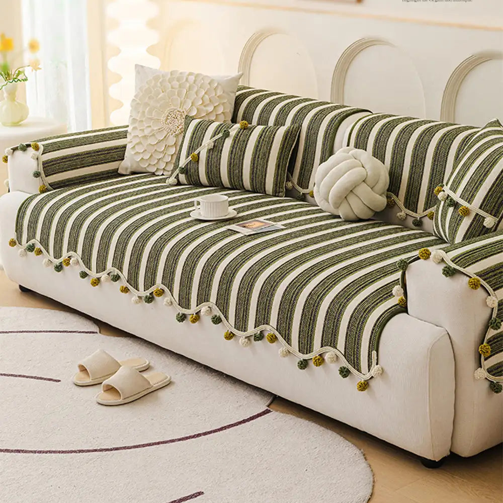 Chenille Art Corrugated Breatable No-Slip Couch Cover Coach