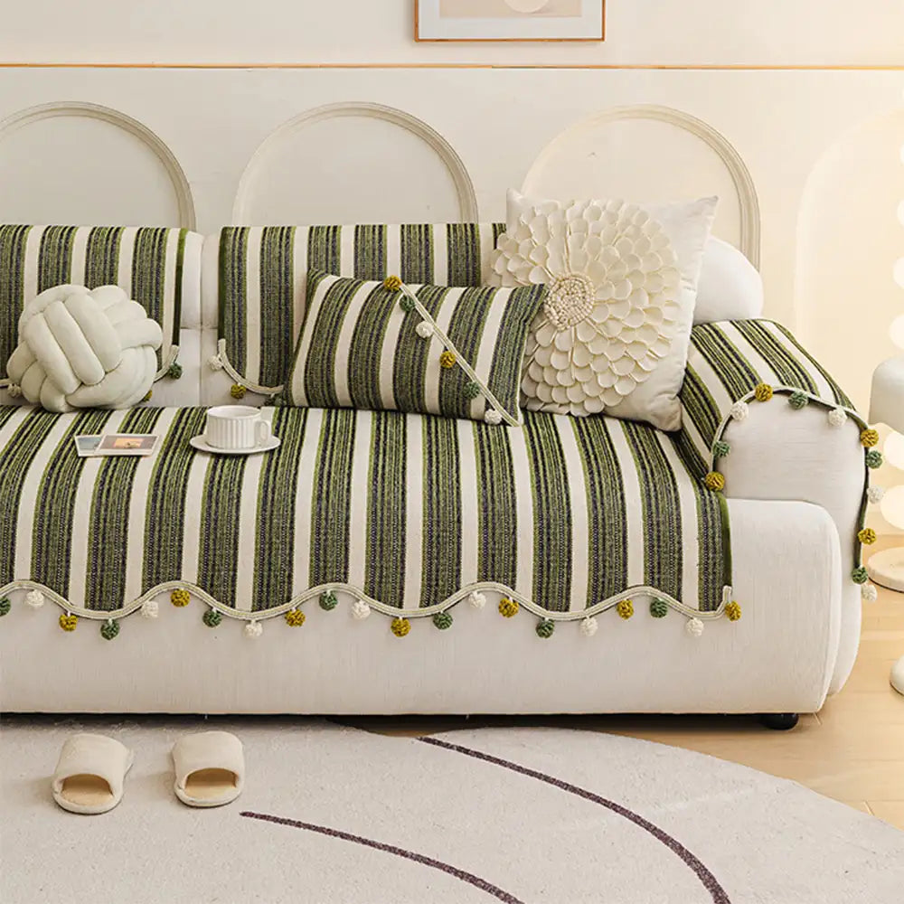 Chenille Art Corrugated Breatable No-Slip Couch Cover Coach