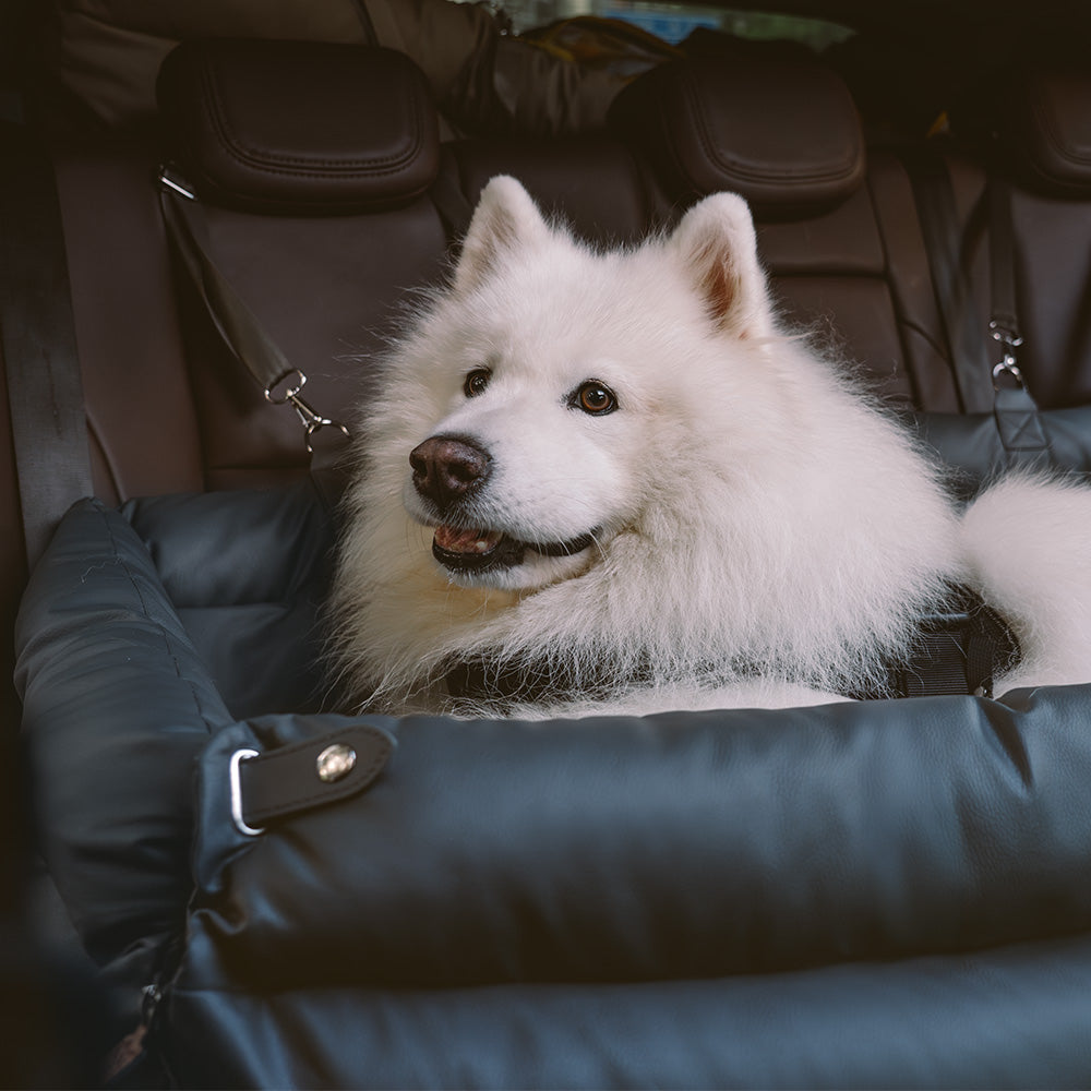 Großes Deluxe-Autositz-Sitzerhöhungsbett für Hunde aus Kunstleder – Urban Voyager