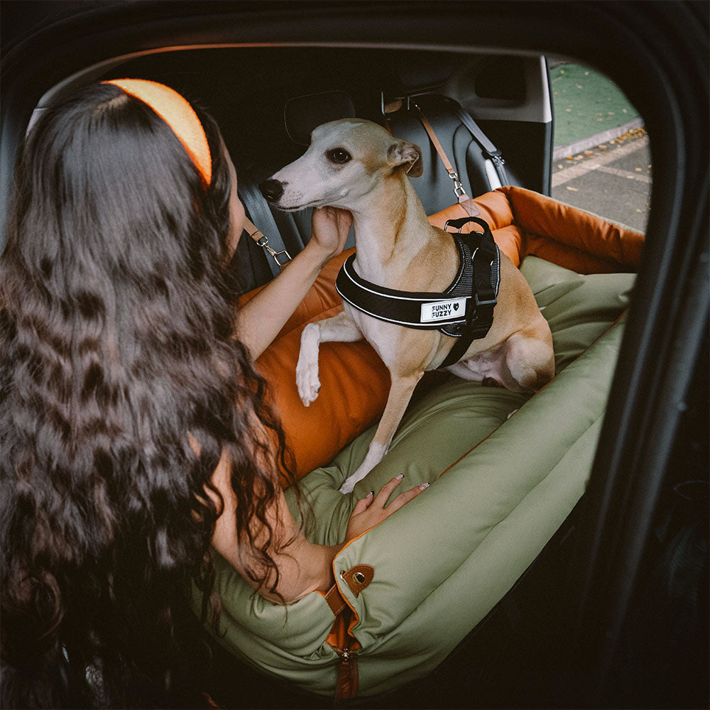 Großes Deluxe-Autositz-Sitzerhöhungsbett für Hunde aus Kunstleder – Urban Voyager