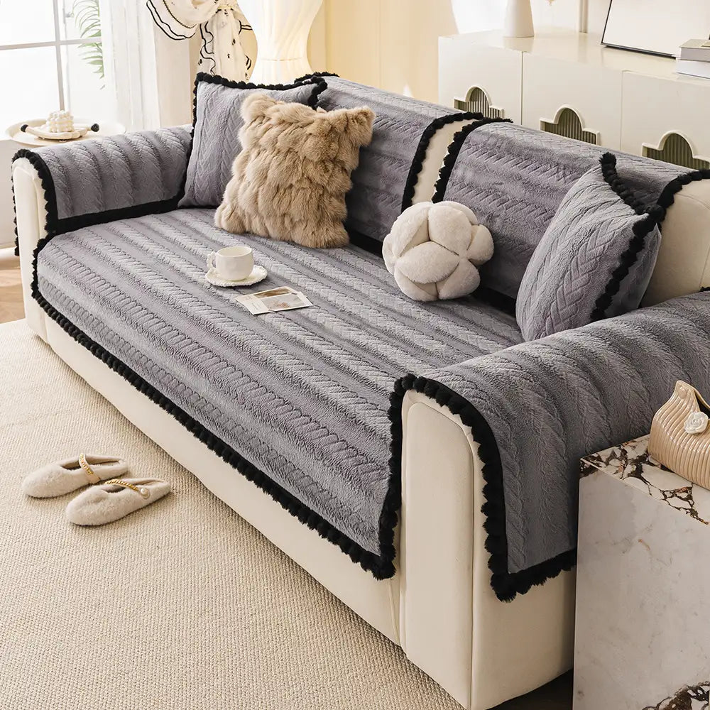 Chenille Art Corrugated Breatable No-Slip Couch Cover Coach