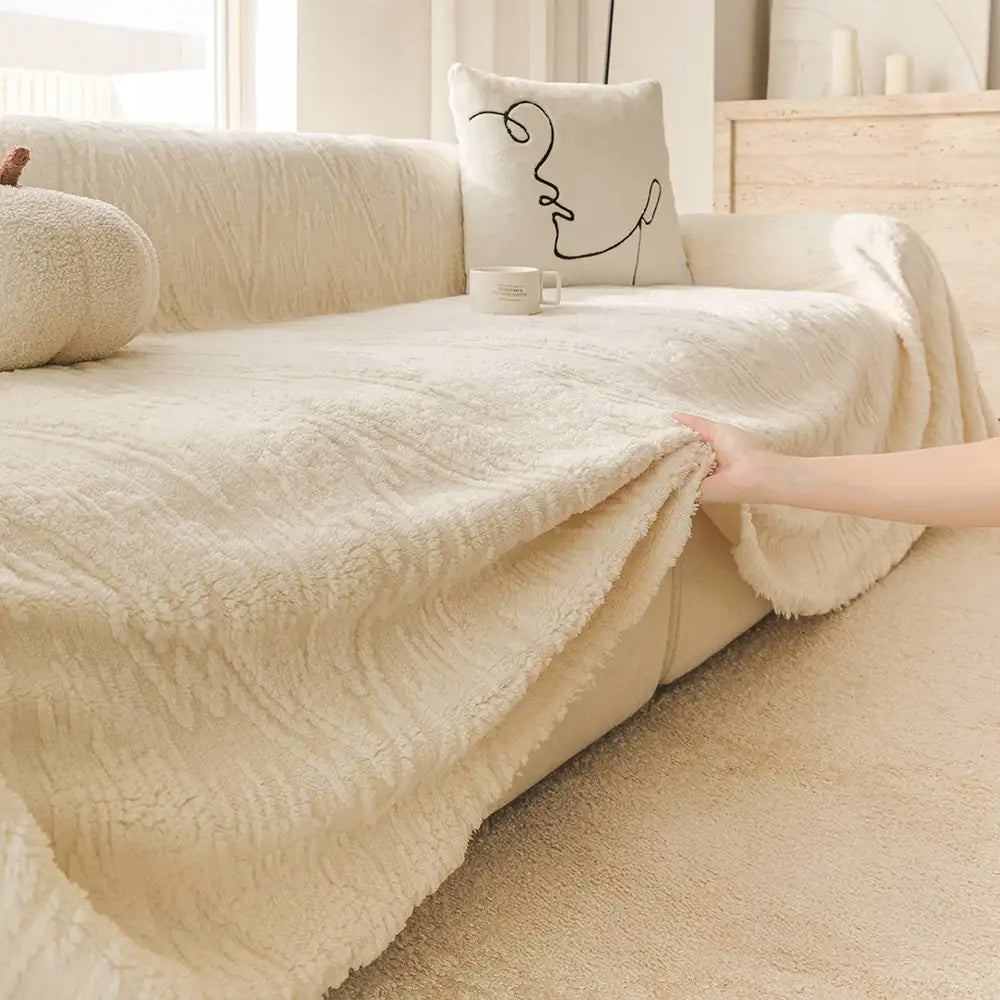 Luxury Nordic Jacquard Fleece Thickened Anti-Scratch Couch Cover