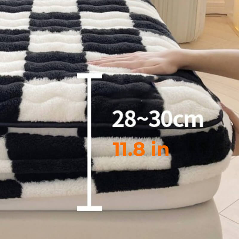 Coperchio del materasso a scacchi velluto a scacchi di latte