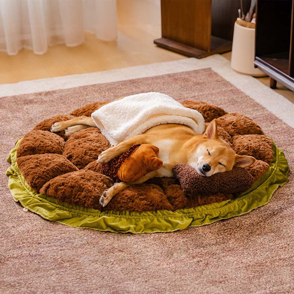 Letto per cani calmante regolabile ispirato alla natura - nido di peluche