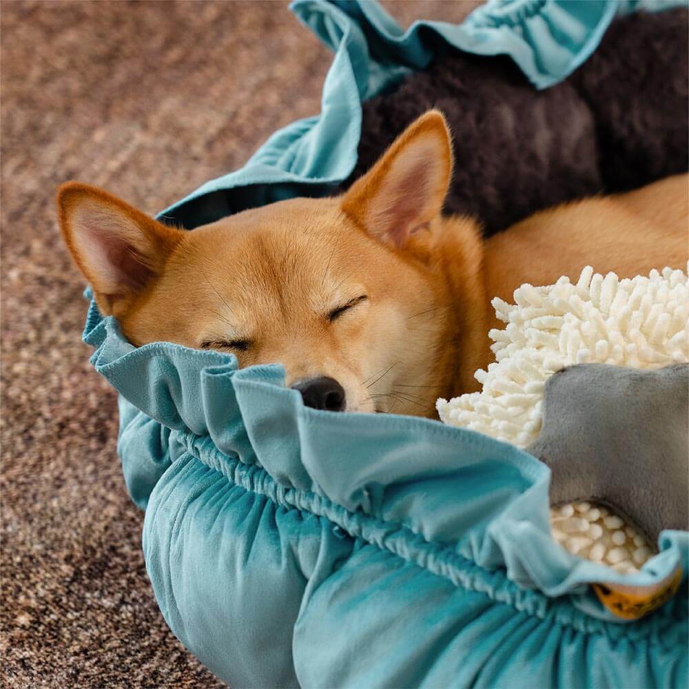 Letto per cani calmante regolabile ispirato alla natura - nido di peluche